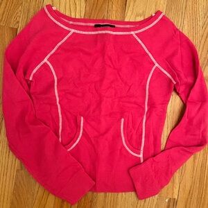 Vintage Express Cashmere Pink Crew Neck Sweater with Contrast Stitching
